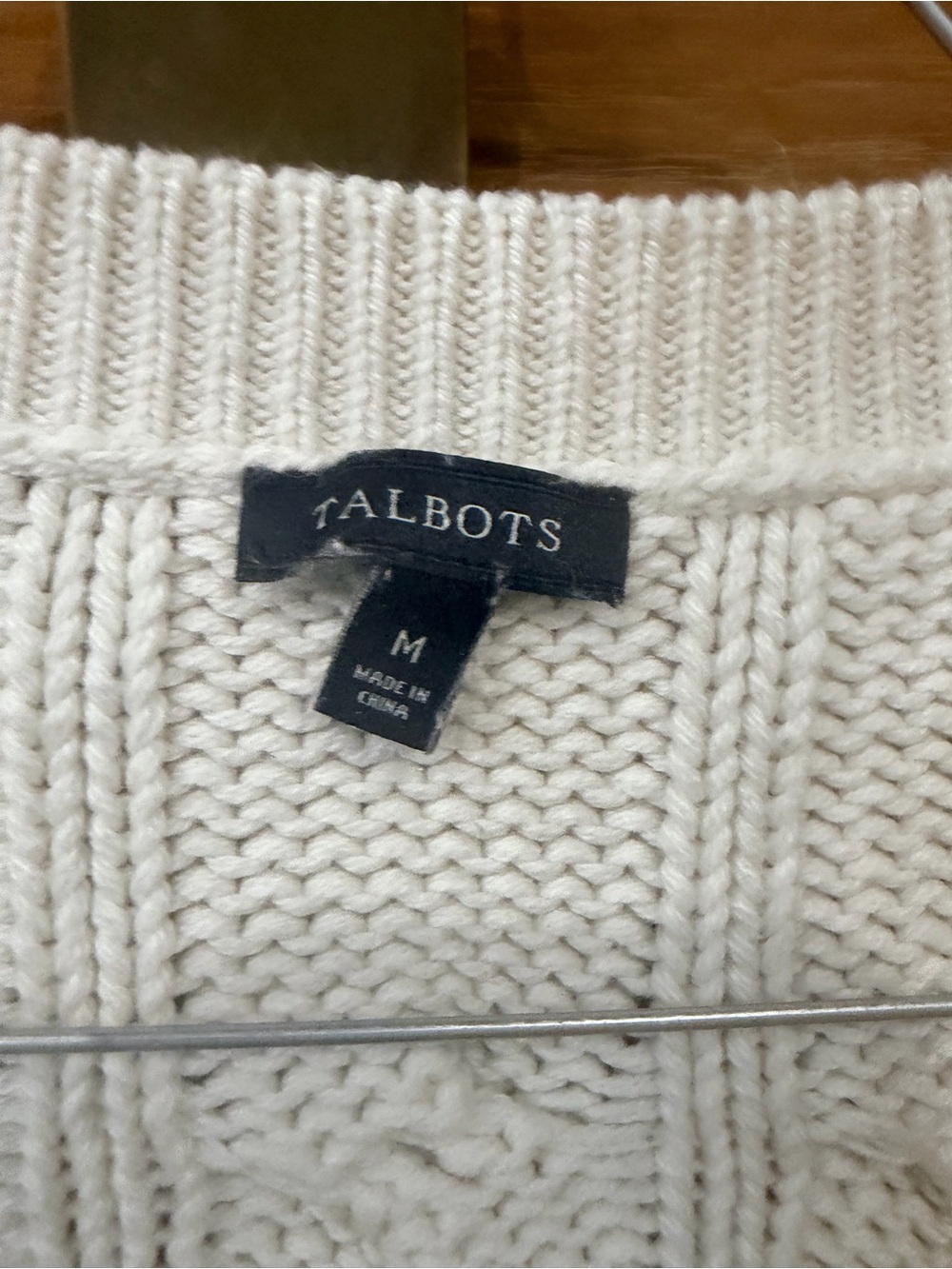 Talbots Cream Cable-Knit Button Cardigan - Picture 2 of 2
